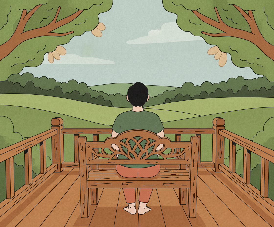 Illustration of a woman in an upright seated posture on a yoga mat, meditating