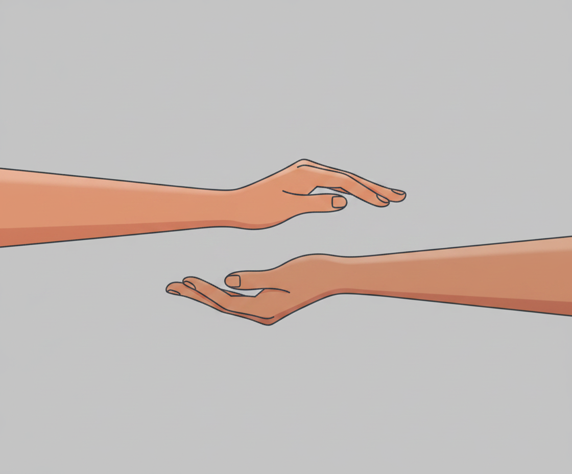 Illustration von Händen in Mudra-Position mit sichtbaren Energieflüssen, anatomische Bandha-Aktivierung dargestellt